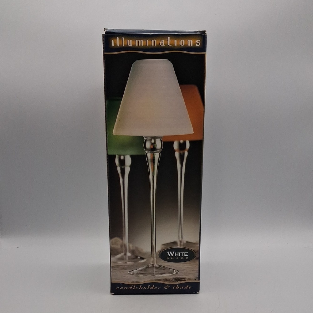 Illuminations Candleholder Lamp and White Shade